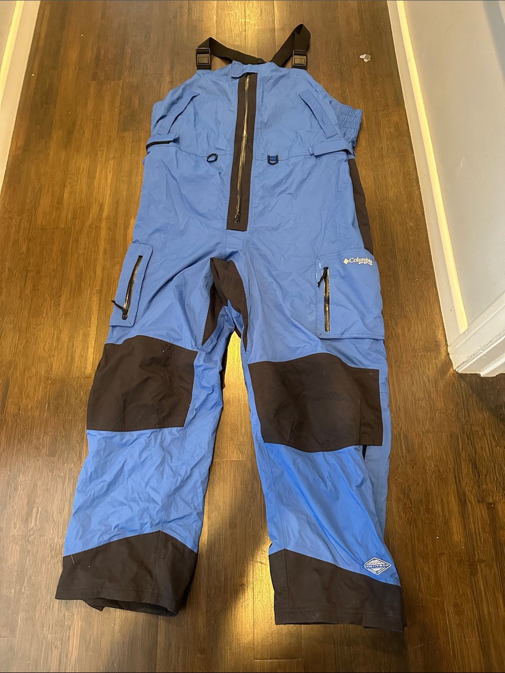 Columbia PFG Blue and Black Men's Cargo Snow Bibs